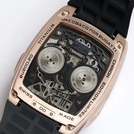 top-tier Bugatti Veyron high-quality watch men's black dial black rubber strap mechanical Czech Leopard watch front view