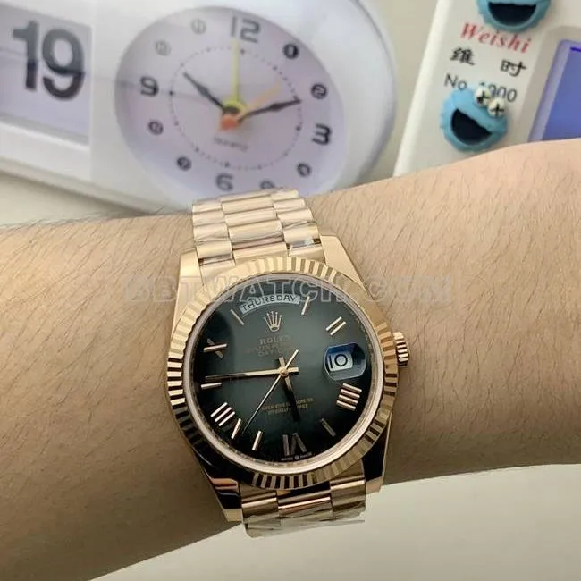 top-tier watchPPM factory gray plate rose goldRolexDay-Date mechanical side live photo