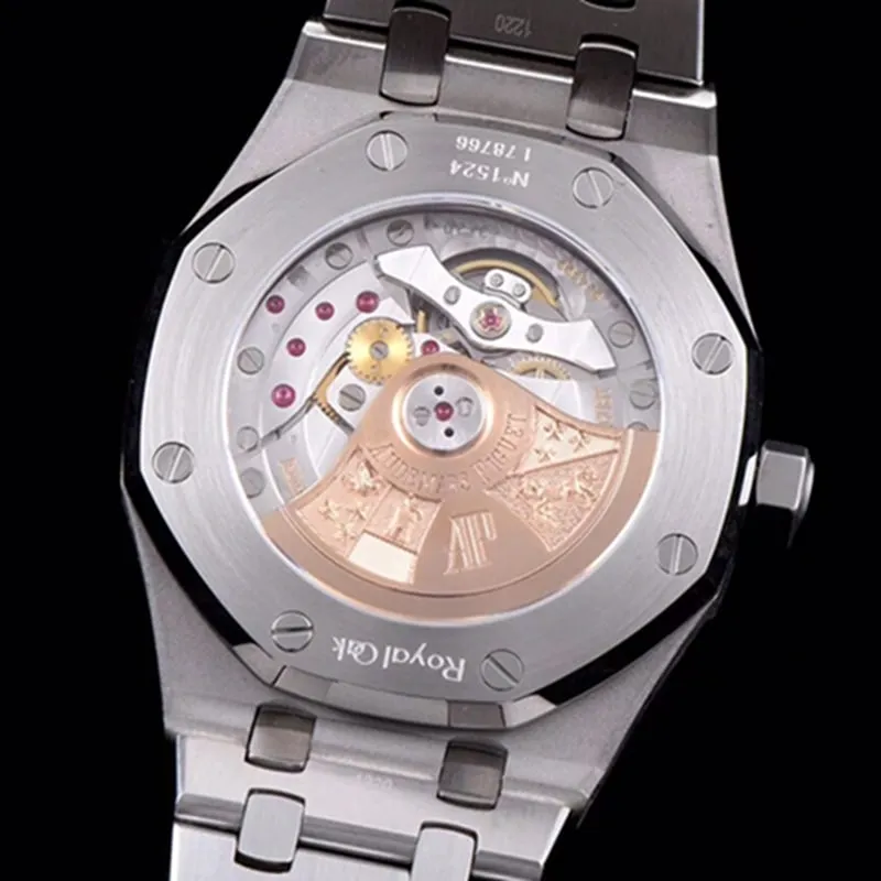 top-tier watch Audemars Piguet men's white dial mechanical steel bracelet watch detail shots