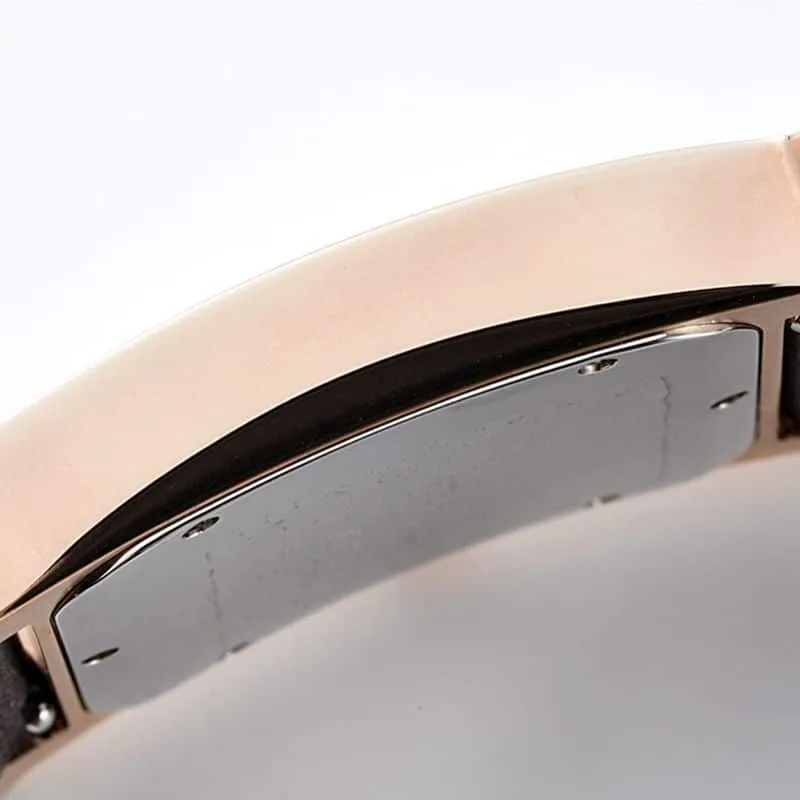 Hermès top-tierhigh-quality watch HeureH three-hand series ladies leather straprose goldwhite dial watch front view