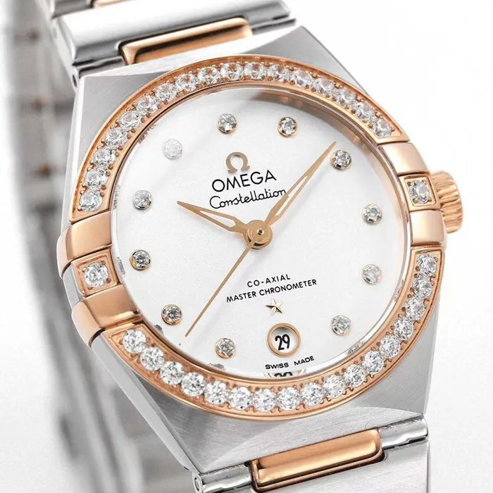 Top collectible watches Omega Women's White Plate Constellation Series Steel Strap Watch Buckle Figure