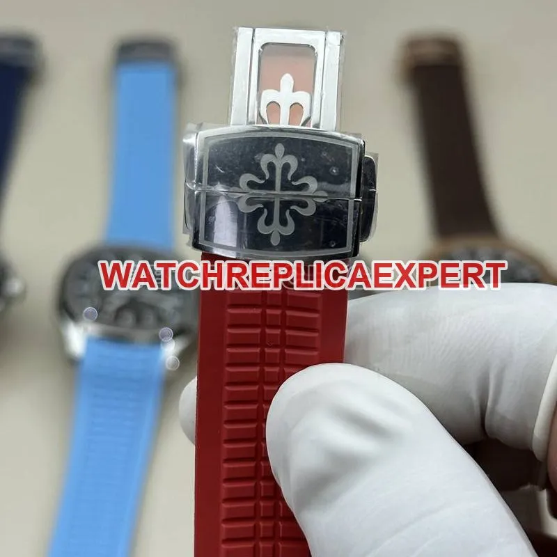 Patek Philippe1:1replica watch BBF factory grenade black dial red rubber model 5167Afront live photo