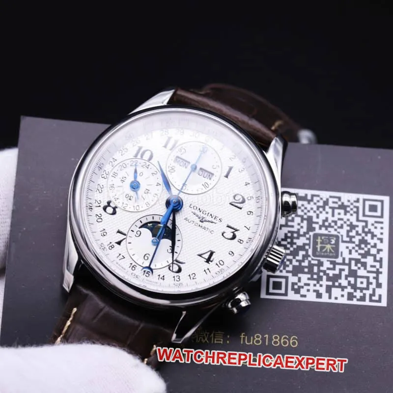How about the Longines famous moon phase eight-pin multi-function review - front view of elegant and charming watch