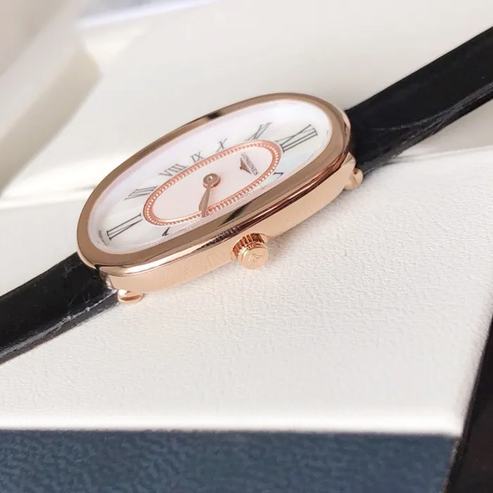 Original top-tier watch Longines women's white dial black belt waltz series casual watch back cover picture