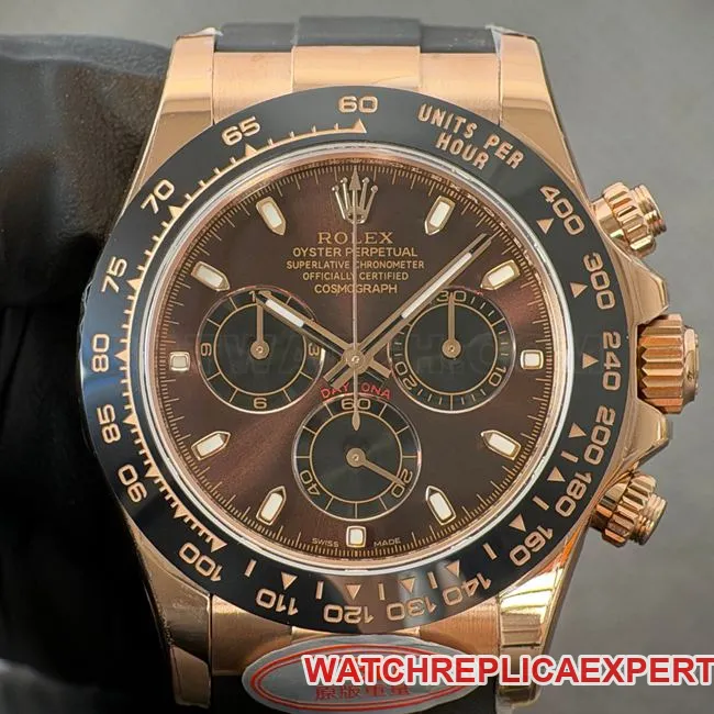 collectible watch CBD factory DaytonaRolexrose gold chocolate plate 4130front live photo
