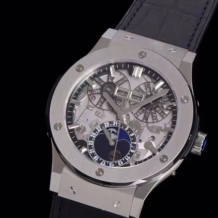 Hublot watch men's classic fusion watch hollow disc leather strap model 547.NX.0170.LRfront live photo