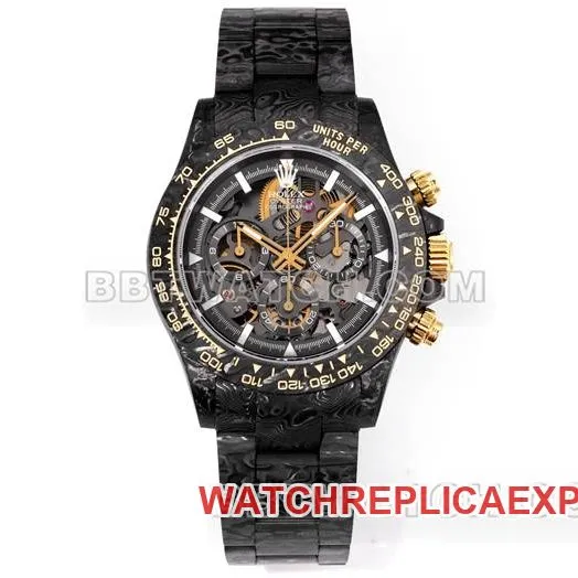 collectible watches Ditonner TWF factory Rolex carbon fiber gold 4802 movement front actual photo