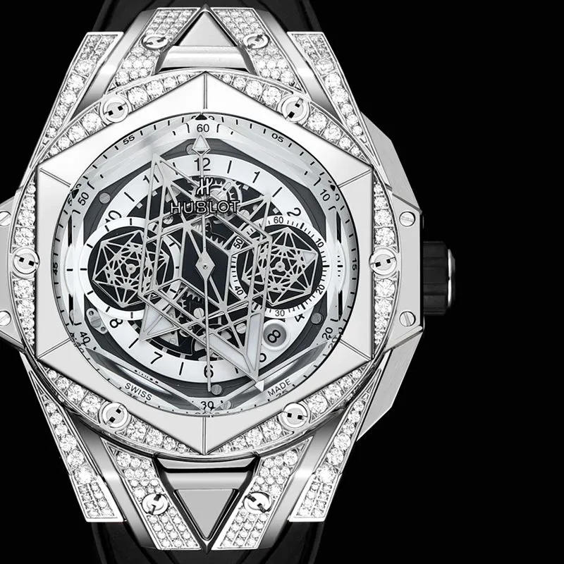 HublotHublotsuper watch new BigBangSangBleuII tattoo men's mechanical watch front view