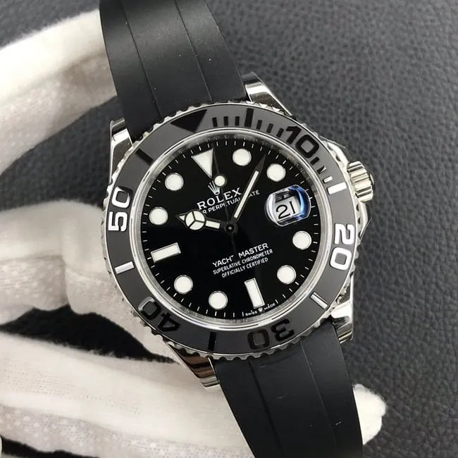 EW Factorytop-tier watch Rolex men's black dialrubber strap Yacht-Master 42 series automatic movement watch movement picture