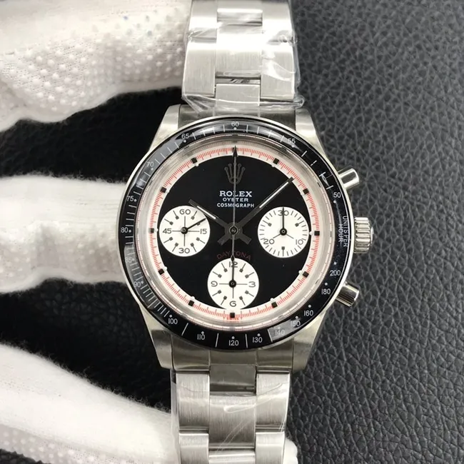 Rolextop-tier watch Di retro Paul Newman series men's black dialsteel bracelet mechanical watch front view