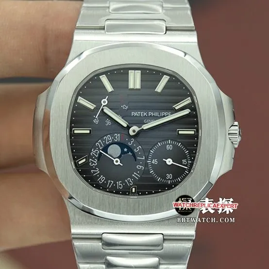 top-tier replicaPatek Philippe men's black dialsteel bracelet