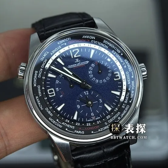 ZF FactoryJaeger-LeCoultre Beichen 904847Jtop-tier 1:1high-quality watch men's geographer world time leather strap model pictures and prices front live photo
