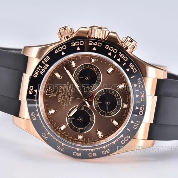 Factory C Rolex Daytona1:1super brown plate rose rubber model M116515LN-0041front live photo