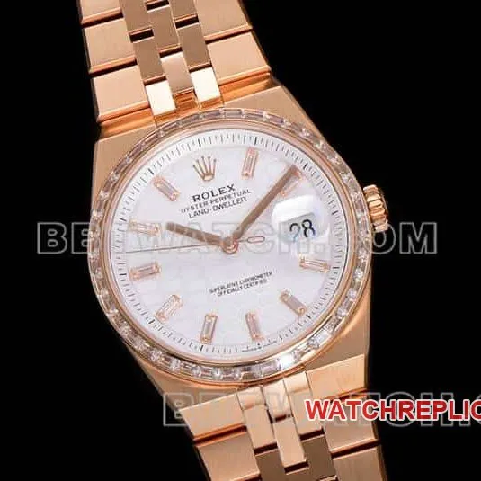 ES factory Rolex land type 1:1top-tier replicarose goldwhite dialdiamond bezel127285front live photo