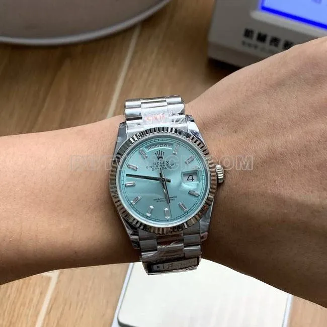 watch QF factory Day-DateRolex ice blue dial2836 mechanical 36mm caseback live photo