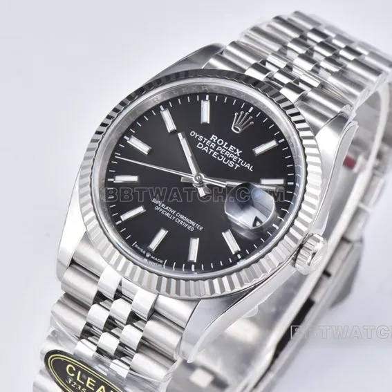 C factory Rolex log 1:1top-tier replicablack dial36mm five grid link m126234-0015front live photo