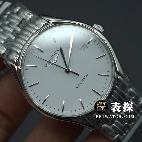 GK factory Longines top-tier watch white dial silver needle steel bracelet model pictures and prices side live photo