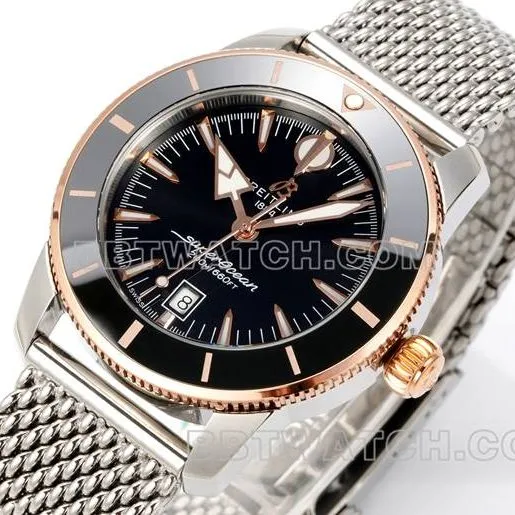 1:1replica watch BLS factory super ocean culture Breitlingblack dialrose gold steel braceletfront live photo