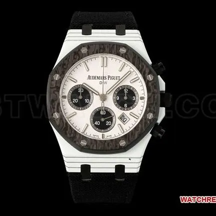 1:1replica watch Diw factory Royal OakAudemars Piguetwhite dialchronograph mechanical front live photo