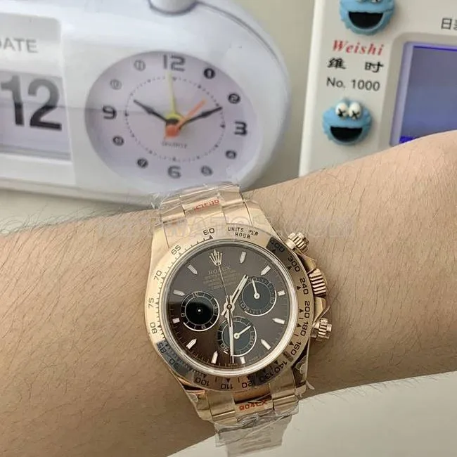 collectible watch QF factory DaytonaRolex brown dial rose gold4131 mechanical weight live photos