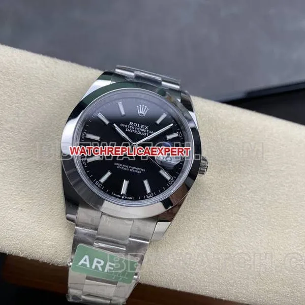 Rolextop-tier watch ARF Factory log 41mm aperture black dial3235steel bracelet front live photo