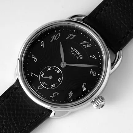 top-tier Hermès women's black dial black belt classic watch series quartz watch front view