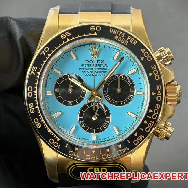 CBD Factory Rolex1:1replica watch Daytona gold case Tiffany blue dial4131front live photo