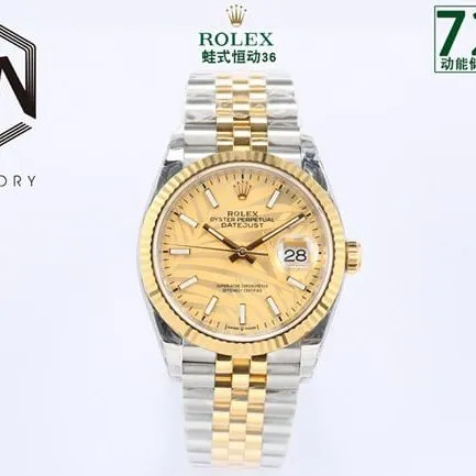 EW Factorytop-tier watch 2021 new Rolex Oyster Datejust36 series men's gold plate gold belt mechanical watch back cover picture