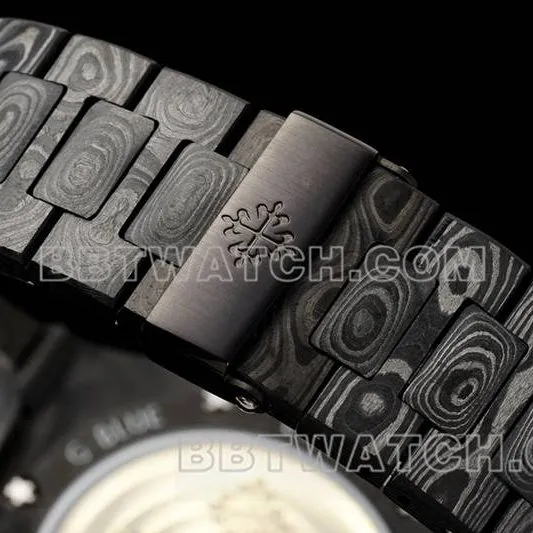 Patek Philippe1:1replica watch DIW factory Nautilusblack dial carbon fiber mechanical black steel bracelet model 5711front live photo