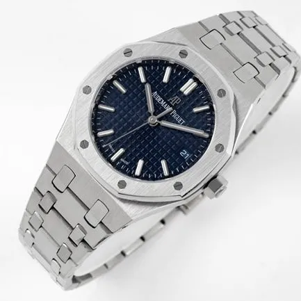 8F factory Audemars Piguettop-tiersuper watch women's blue dialsteel braceletRoyal Oak34mm automatic movement watch side view