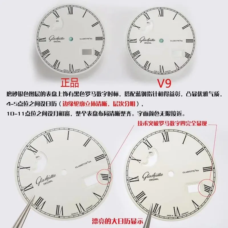 Glashütte Originalmoon phase new upgraded version V9replica watch improves detail shots in all aspects
