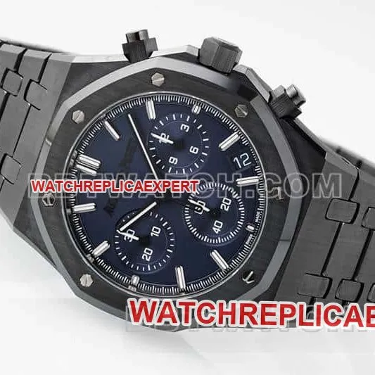 APS factory Audemars PiguetRoyal Oaksuper cloneblue dial black ceramic26240front live photo