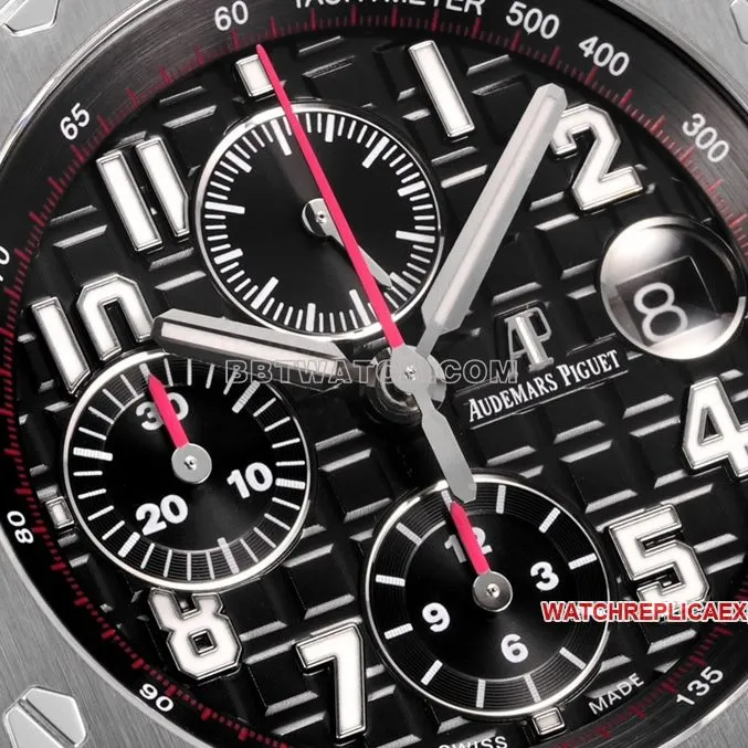 TW factory Audemars PiguetRoyal Oak offshore super cloneblack dialleather strap model 26470front live photo
