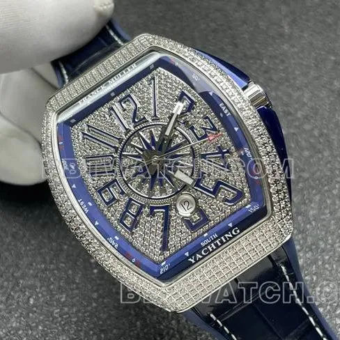 Frank Muller Watch ABF Factory V45 Diamond Disc Diamond Case Blue Leather Braceletfront Live Photo
