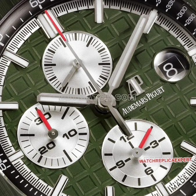 TW factory Audemars PiguetRoyal Oak offshore type top-tier khaki green dial rubber model 26400front live photo