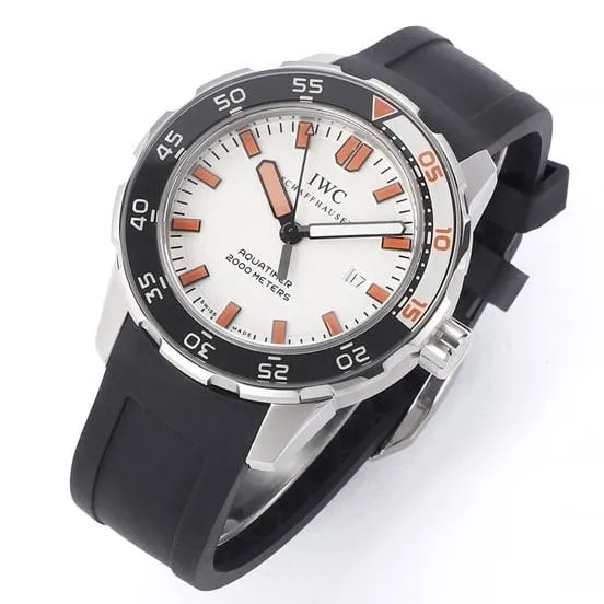 top-tier replicaIWC ocean series orange hour hand black rubber strap watch clasp picture