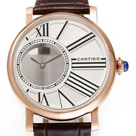top-tier watch Cartier men's white dial brown belt fully automatic movementleather strap watch front view