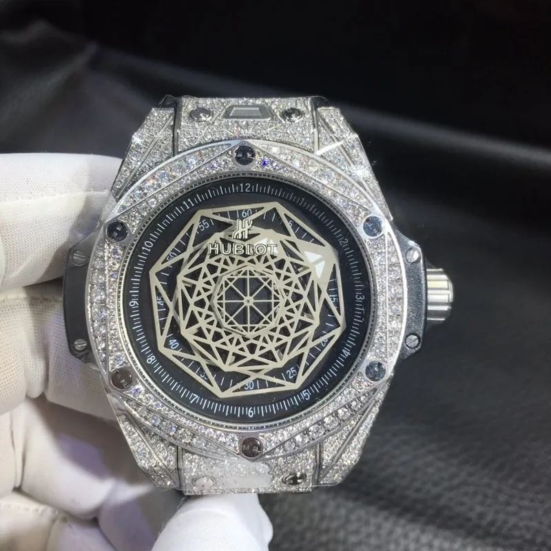 Hublot tattoo real gold South African real diamond mechanical watch detail shots