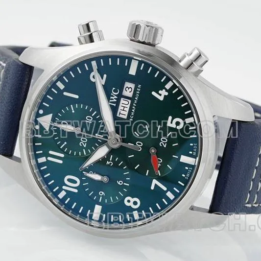 IWC watch APS factory pilot green dialchronograph69385movementleather strap model braceletlive photos