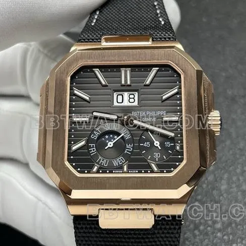 collectible watch P1 factory Patek PhilippeCUBITUSblack dialrose gold5822P-001front live photo