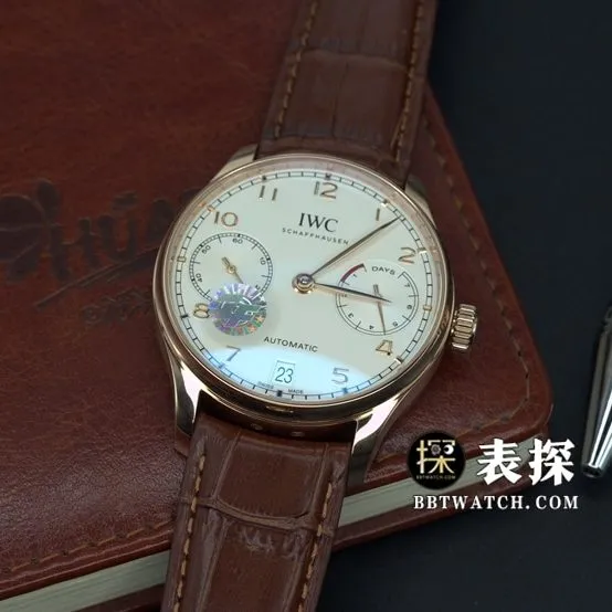 ZF FactoryIWC Portugal top-tier 1:1super watch men's rose gold white leather strap model pictures and prices front live photo