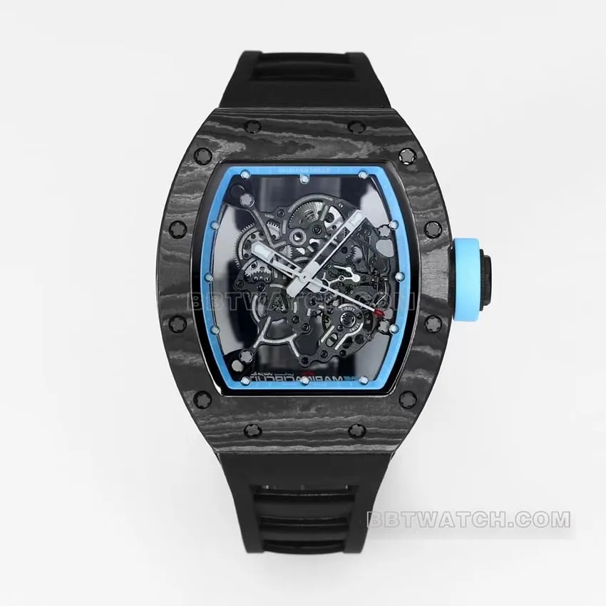BBR factory Richard Mille men's hollow plate blue inner ring RM055 carbon fiber front live photo