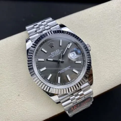 Big factory high-quality AR Return of the King Rolex gray plate Oyster Perpetual Datejust 41 series men's watch front view