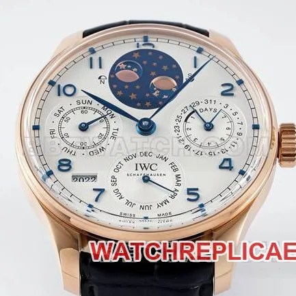 top-tier watch Portugal APS factory IWC perpetual calendar white dialrose goldside live photo