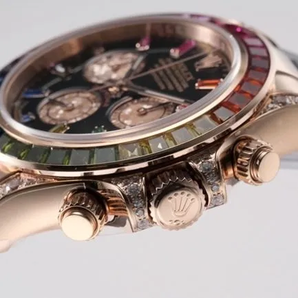 top-tier replicaRolex men's black dialrubber strapDaytona automatic movement watch front view