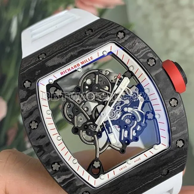 APS factory Richard Mille carbon fiber white rubber bracelet RM055 wearing live photos