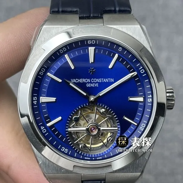 8F factory Vacheron Constantin top-tier watch men's blue dialtourbillonleather strap model pictures and prices braceletlive photos