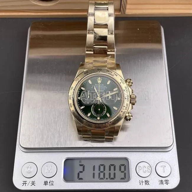 1:1replica watch Daytonagreen dialCBD factory Rolexyellow gold4130 mechanical front live photo