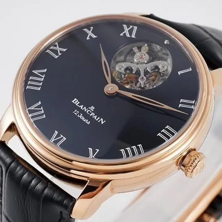 JBF FactoryBlancpain super a watch men's black dial black belt V3 version mechanical leather strap watch classic full series tourbillon front view