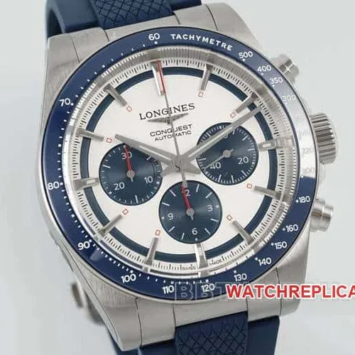 AFLongines Concast stop-tier 1:1high-quality silver gray dial rubber model L3.835.4.98.9front live photo